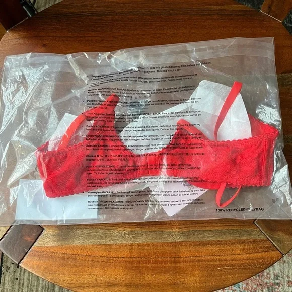 Savage X Fenty Goji Berry Red Lovestruck Lace Half-Cup Bra - Picture 6 of 9